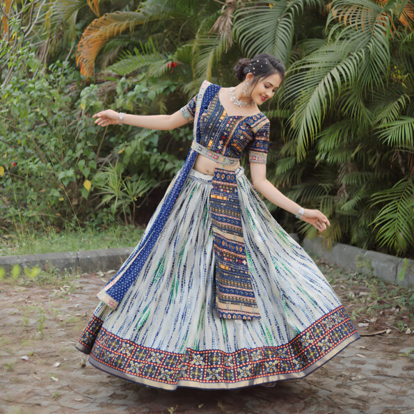 Traditional Royal Blue? lahenga Choli (Full stitched)