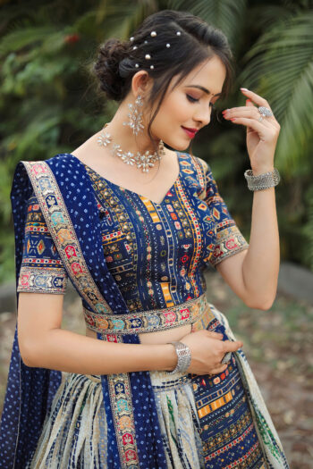 Traditional Royal Blue? lahenga Choli (Full stitched)