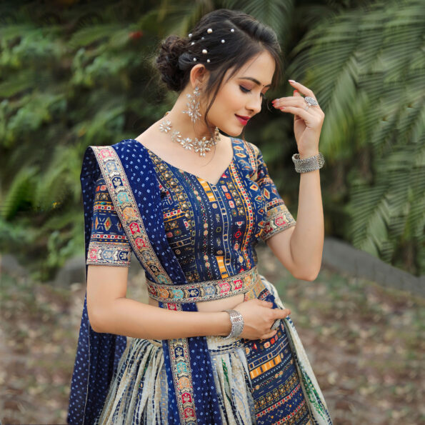 Traditional Royal Blue? lahenga Choli (Full stitched)