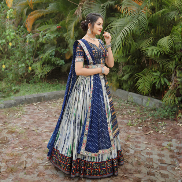 Traditional Royal Blue? lahenga Choli (Full stitched)