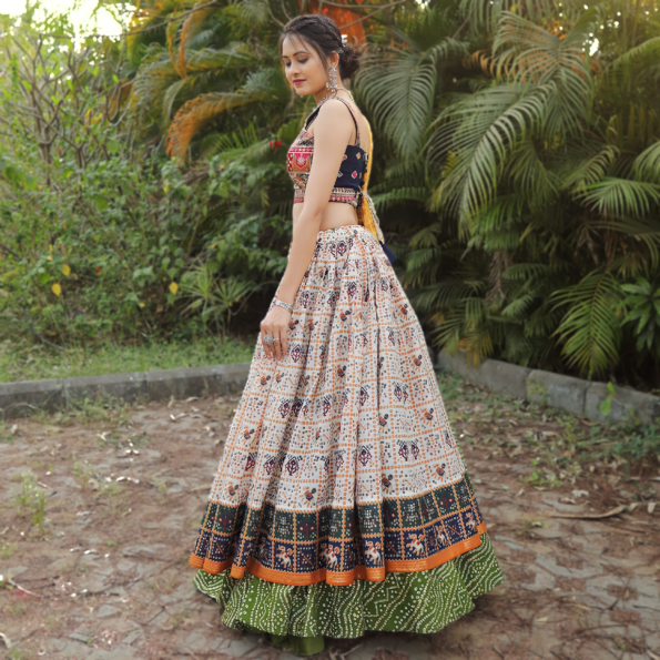 Bandhej Patola Foil Print Lahenga Choli (Full stitched)