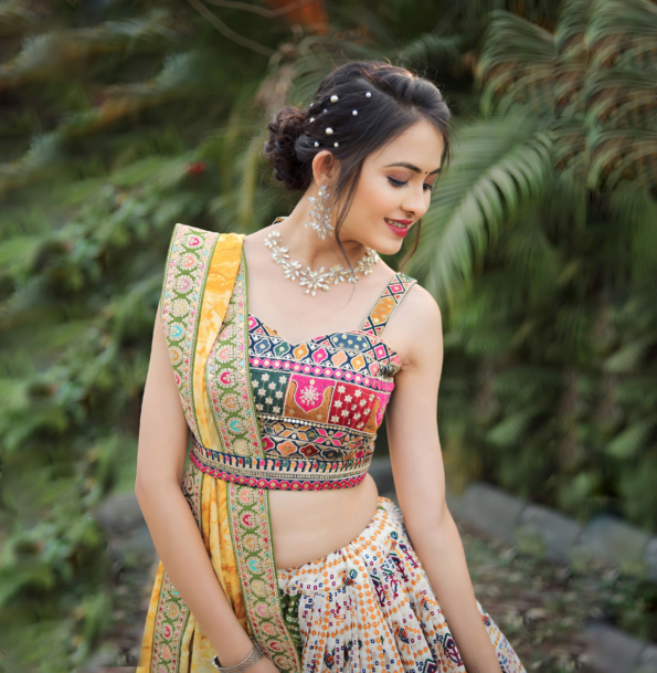 Bandhej Patola Foil Print Lahenga Choli (Full stitched)