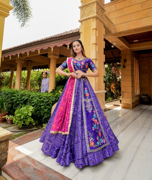 Iris Purple Lahenga  Choli  (Full Stitched)