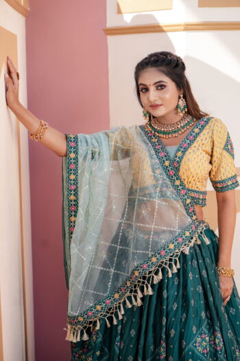 Aqua Green Lahenga Choli (Full Stitched)