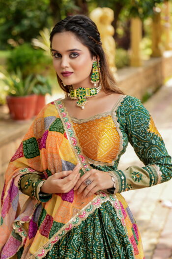 Bandhani Lagdi Patta Lehenga (Full Stitched)