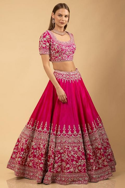 Letest Designer Satin Embroidery Work Lehenga Choli