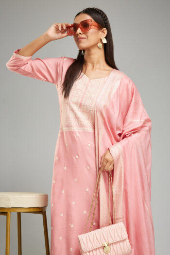 Women's Rayon Khadi Printed Straight Kurta with Pant And  Dupatta Sets