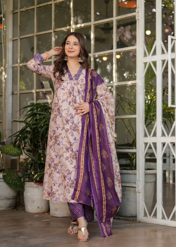 Women's Pure Cotton Printed Straight Kurta with Pant And  Dupatta Sets