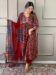 Women Embroidered Cottan Kurta With Pant And Digital Print Dupata Set