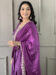 Women's Purple BSY Viscose Embroidered Flared Kurta with Pant And Chinon Laced Dupatta Sets