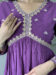 Women's Purple BSY Viscose Embroidered Flared Kurta with Pant And Chinon Laced Dupatta Sets