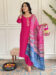 Women's Gajri Viscose Embroidered Straight Kurta with Viscose Pant And Jacquard Printed Dupatta Sets