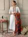 Women's Off White Viscose Embroidered Straight Kurta with Viscose Pant And Silk Blend Printed Dupatta Sets