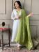 Women's Off White viscose blend  with  Embroidered Straight Kurta with Viscose blend  Pant And viscose Jacquard   Dupatta Sets