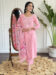 Women's Pink Rayon Slub Embroidered Straight Kurta with Rayon Slub Pant And Silk Printed Dupatta Sets