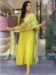 Women's Lemon Yellow BSY Viscose Embroidered Straight Kurta with BSY Viscose Pant And French Crepe Embroidered Laced Dupatta Sets