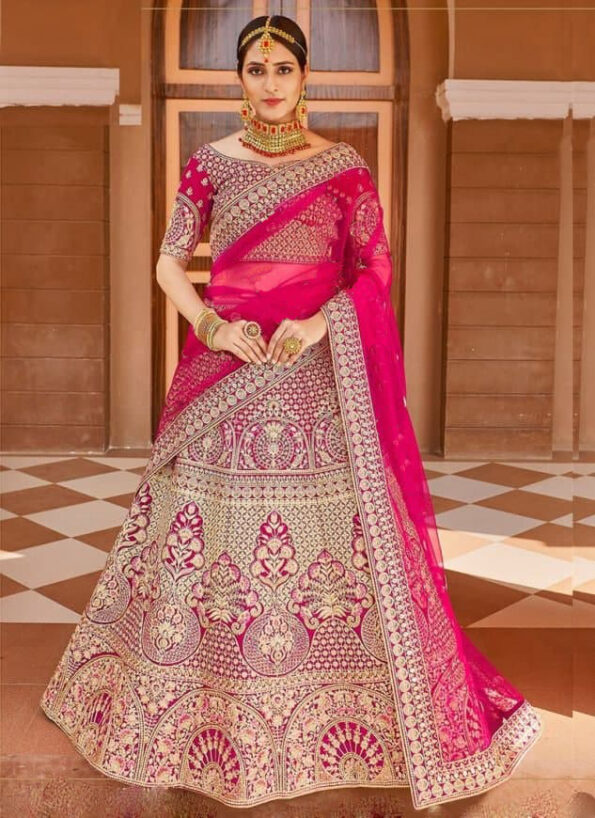 Letest Designer Satin Embroidery Work Lehenga Choli